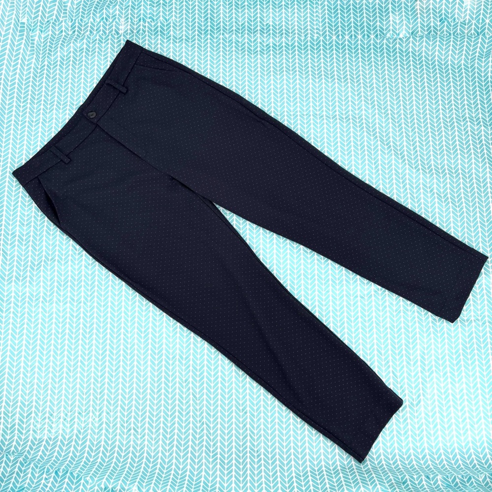 CAbi Carriage Trouser # 5679, Navy Polka Dot High Rise Cropped Pants, 10